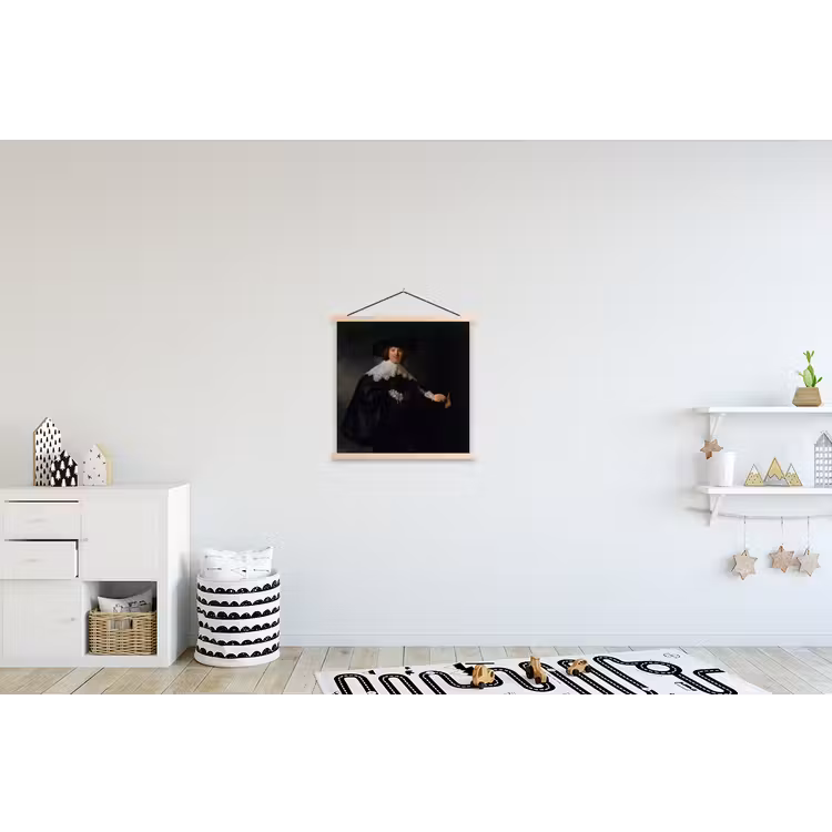 Het huwelijksportret van Marten Soolmans - Rembrandt van Rijn textielposter latten blank klein -kinderkamer