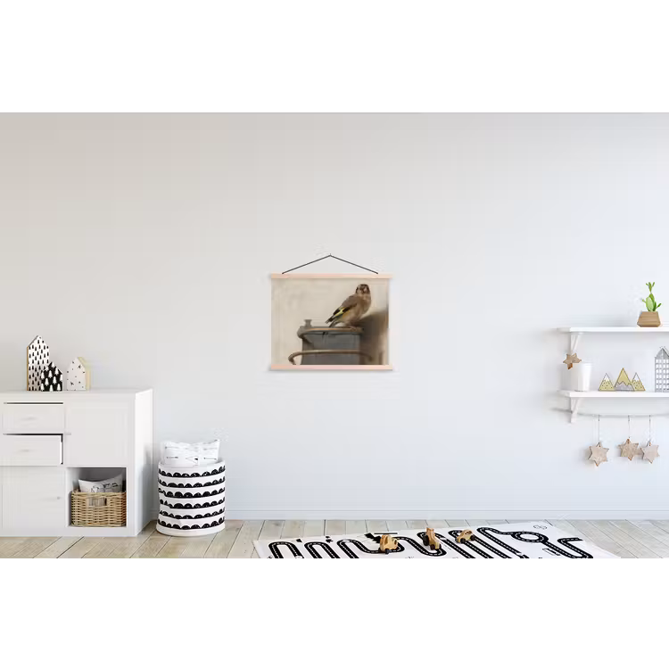 Het puttertje - Carel Fabritius textielposter latten blank klein -kinderkamer