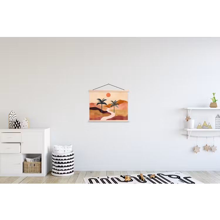 Heuvels - Palmbomen - Abstract textielposter latten blank klein -kinderkamer