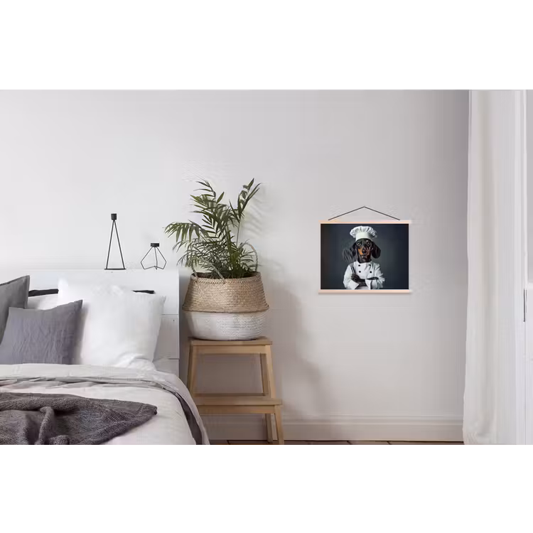 Hond - Garde - Kok textielposter latten blank klein -woonkamer