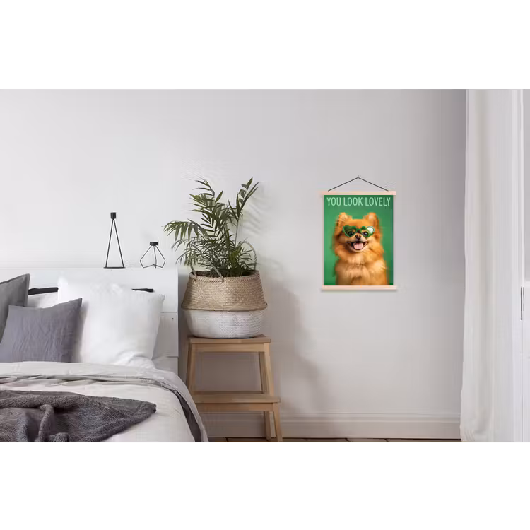 Hond - Zonnebril - Valentijn - Love textielposter latten blank klein -woonkamer