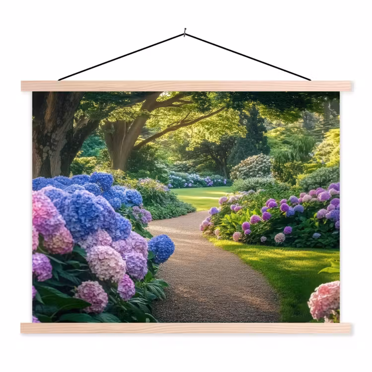 Hortensia- Park - Pad textielposter latten blank klein -3d