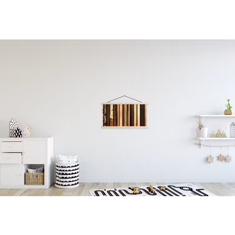 Hout - Planken - Natuurlijk textielposter latten blank klein -kinderkamer