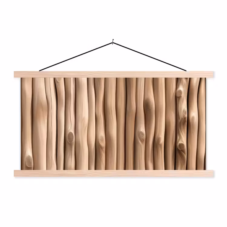 Hout - Stam - Lichtbruin textielposter latten blank klein -3d