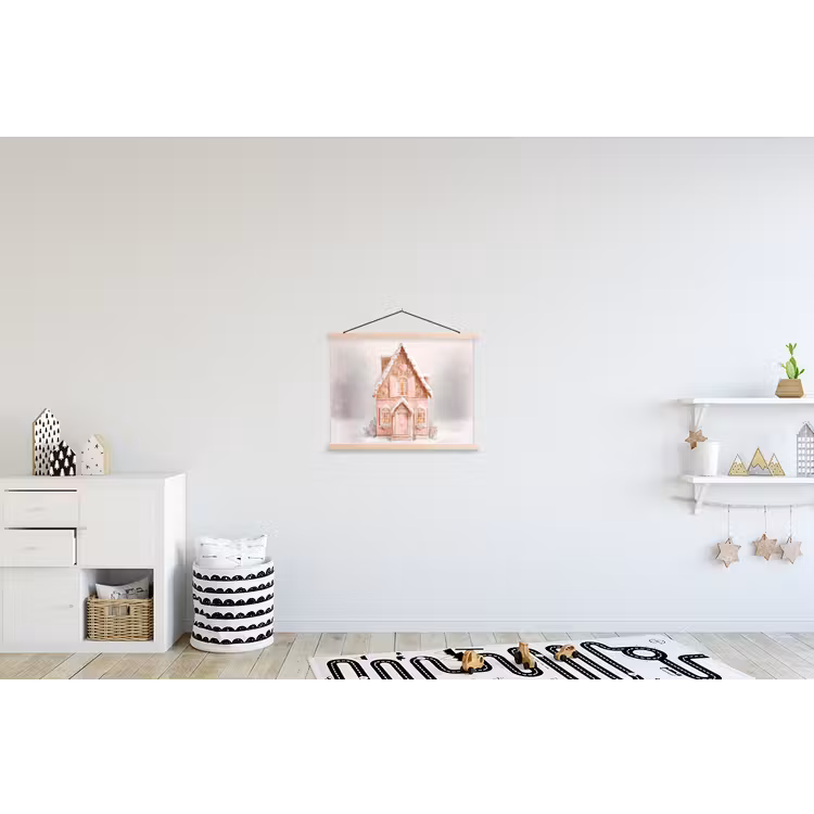 Huisje - Suiker - Pastel textielposter latten blank klein -kinderkamer