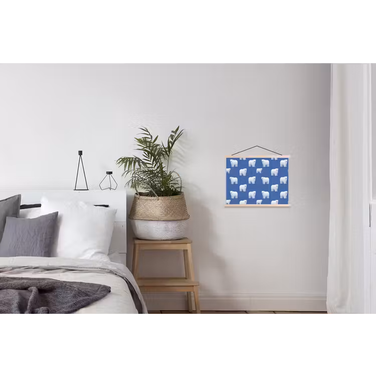 IJsbeer - Patroon - Blauw textielposter latten blank klein 122 -woonkamer