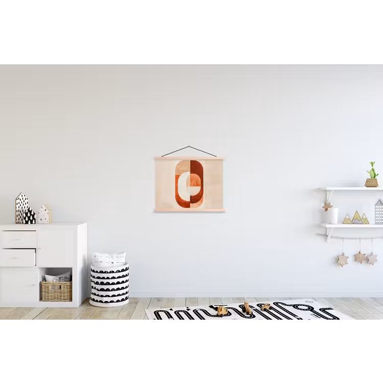 Illustratie - Abstract - Vormen - Rood textielposter latten blank klein -kinderkamer