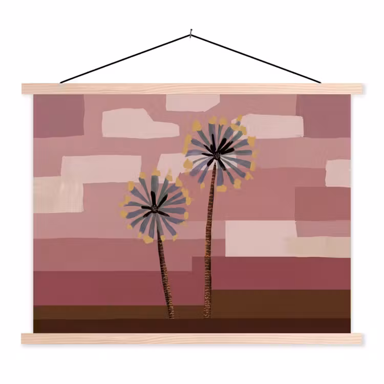 Illustratie - Bloemen - Vlakken - Abstract textielposter latten blank klein -3d