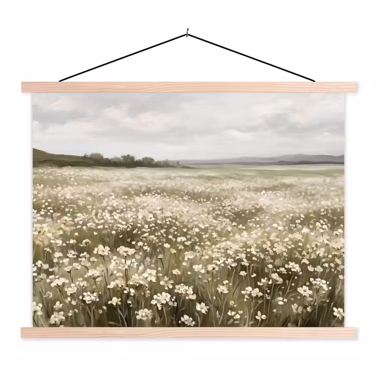Illustratie - Landschap - Wit textielposter latten blank klein -3d