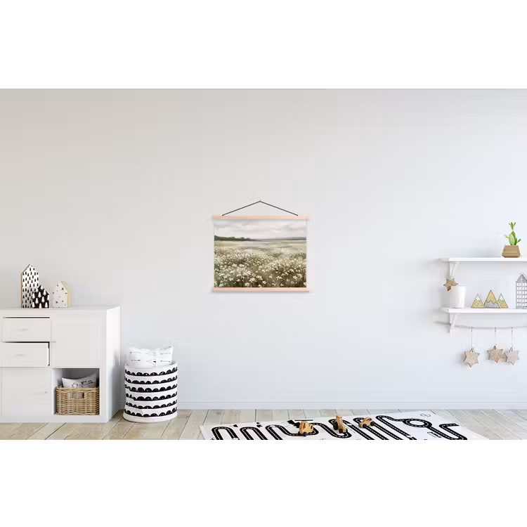 Illustratie - Landschap - Wit textielposter latten blank klein -kinderkamer