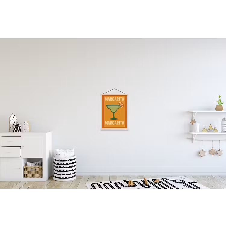 Illustratie - Margarita - Sinaasappelschijf - Oranje textielposter latten blank klein -kinderkamer