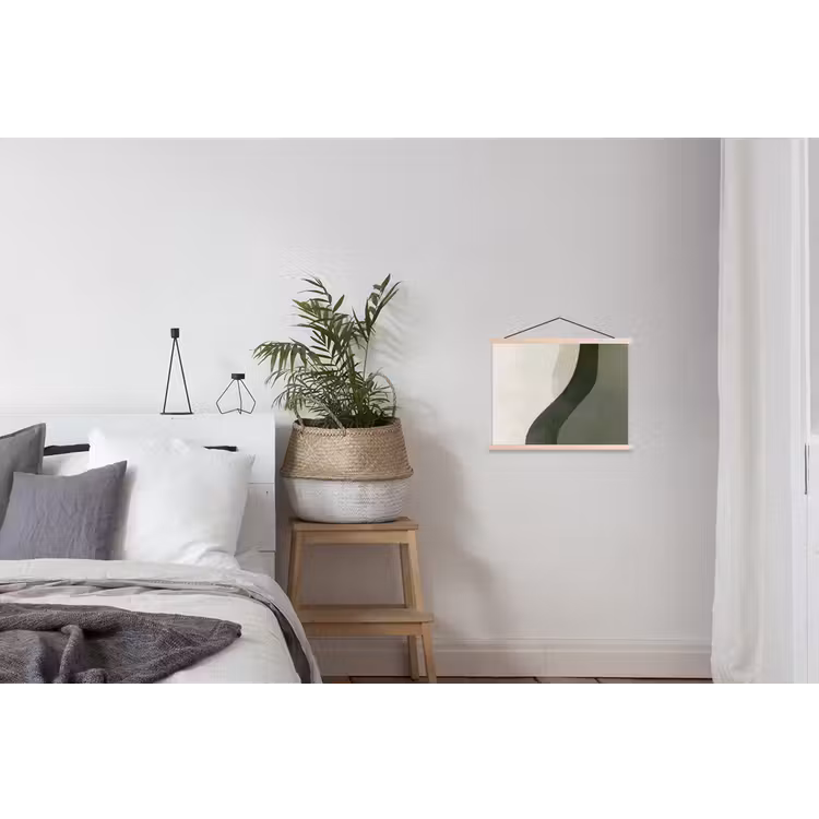 Japandi - Groen - Abstract - Modern textielposter latten blank klein -woonkamer
