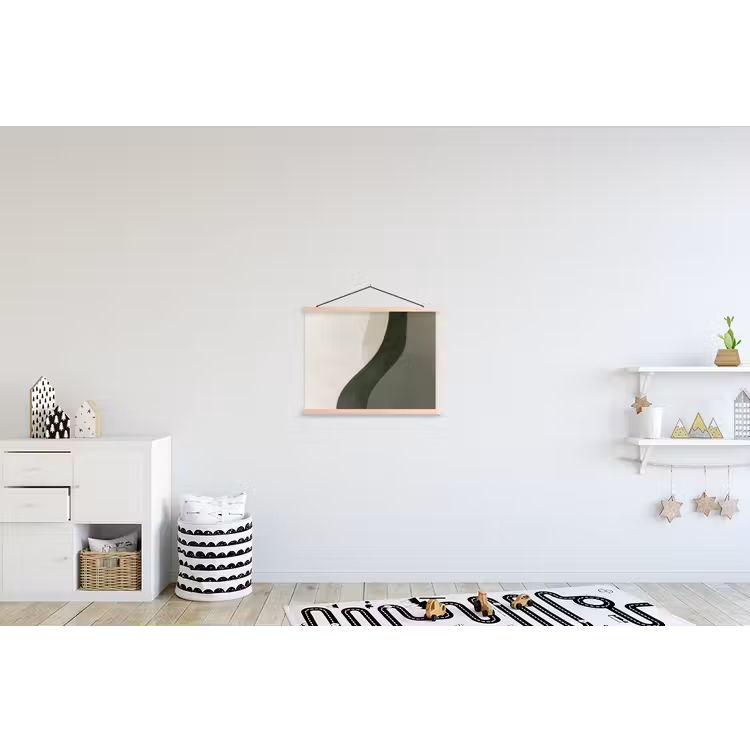 Japandi - Groen - Abstract - Modern textielposter latten blank klein -kinderkamer