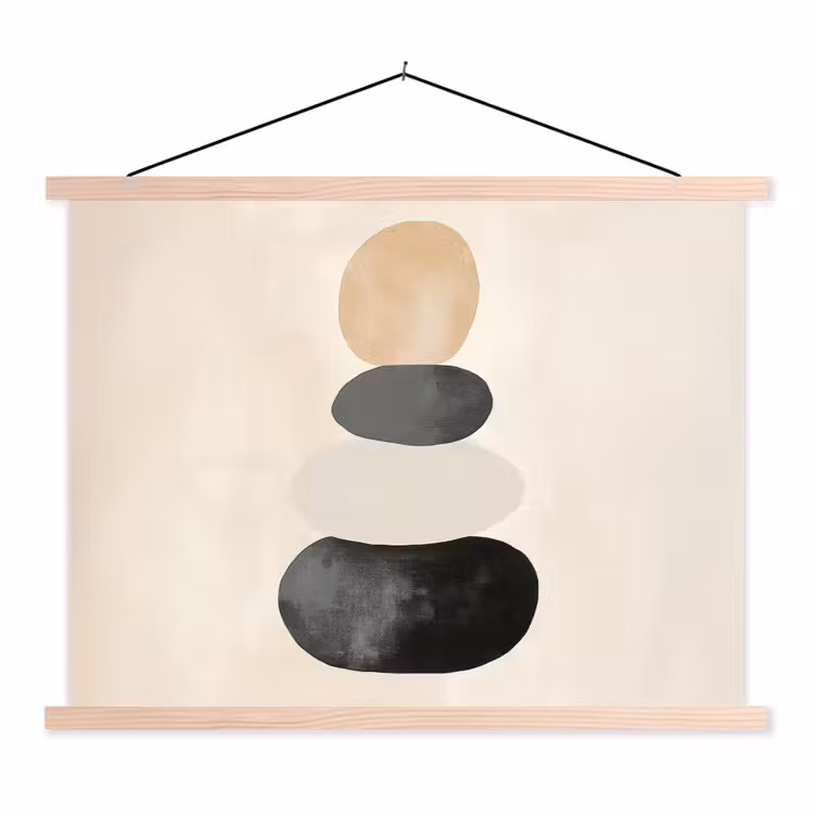 Japandi - Wabi sabi - Beige textielposter latten blank klein -3d