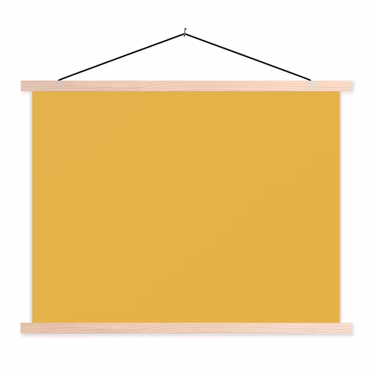 Joyful - Mustard - Geel textielposter latten blank klein 122 -3d