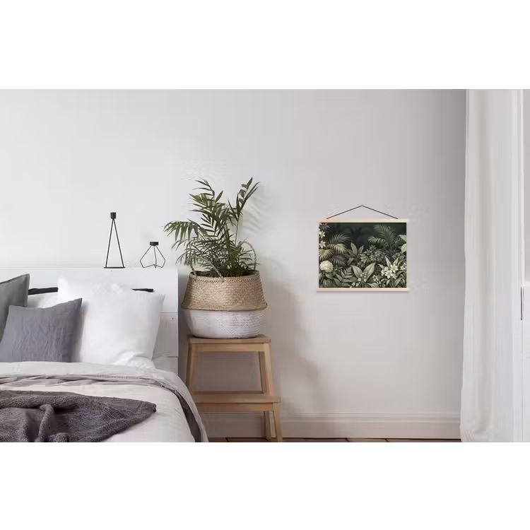 Jungle - Bladeren - Botanisch - Groen textielposter latten blank klein -woonkamer