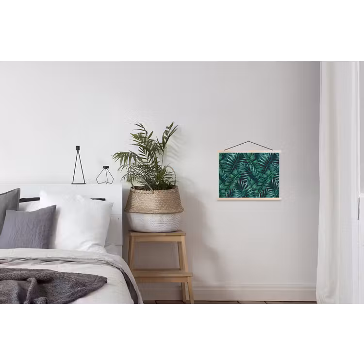 Jungle - Bladeren - Tropical textielposter latten blank klein -woonkamer