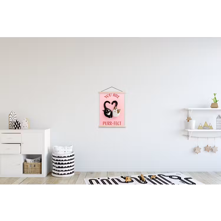 Kat - Hart - Tekst - Valentijn textielposter latten blank klein -kinderkamer