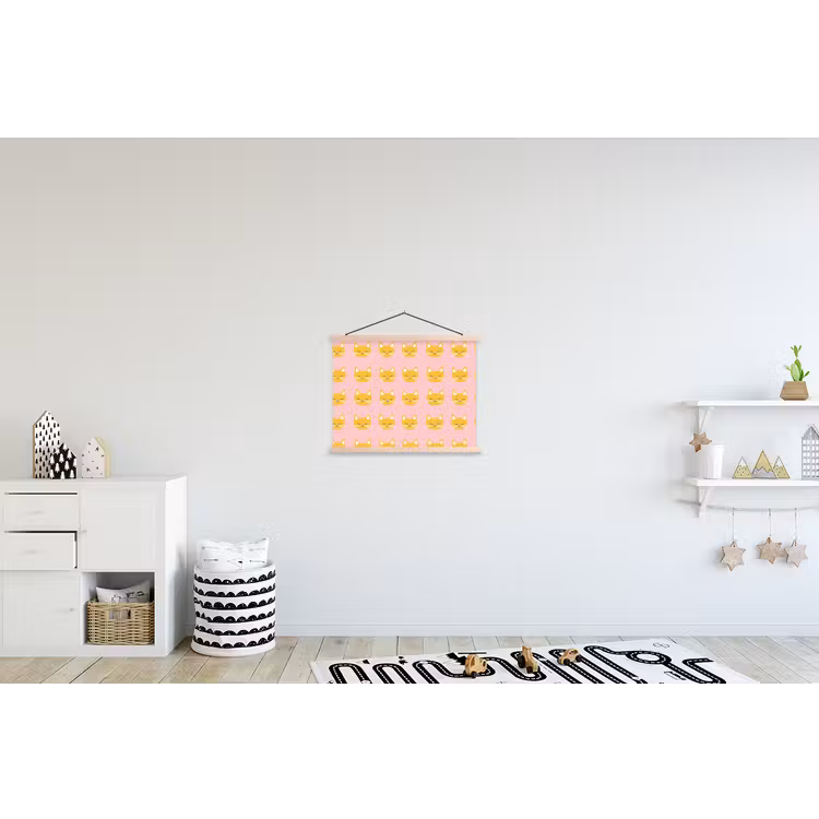 Katten - Patroon - Roze textielposter latten blank klein 122 -kinderkamer