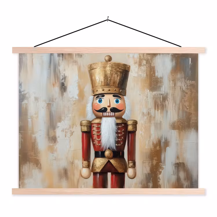 Kerst - Poppetje - Abstract textielposter latten blank klein -3d