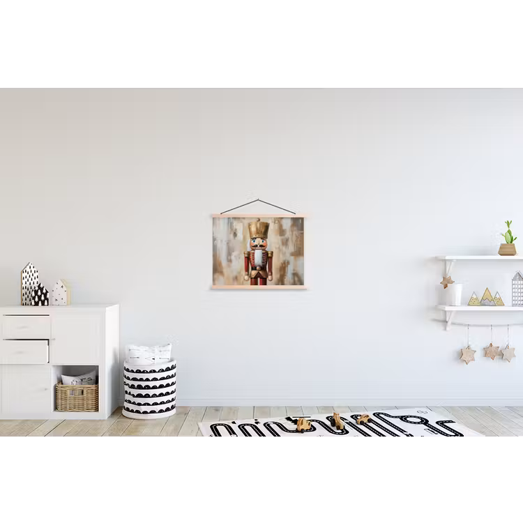 Kerst - Poppetje - Abstract textielposter latten blank klein -kinderkamer