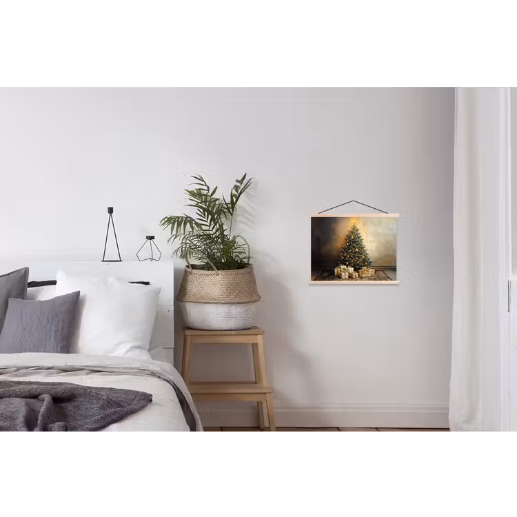 Kerstboom - Cadeaus - Goud textielposter latten blank klein -woonkamer