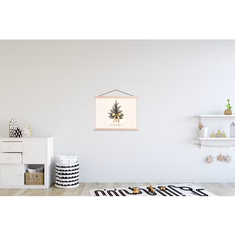 Kerstboom - Kerst - Merry Christmas - Beige textielposter latten blank klein -kinderkamer