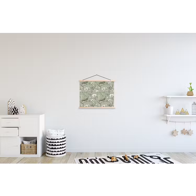 Klassiek - Botanisch - Groen textielposter latten blank klein 122 -kinderkamer