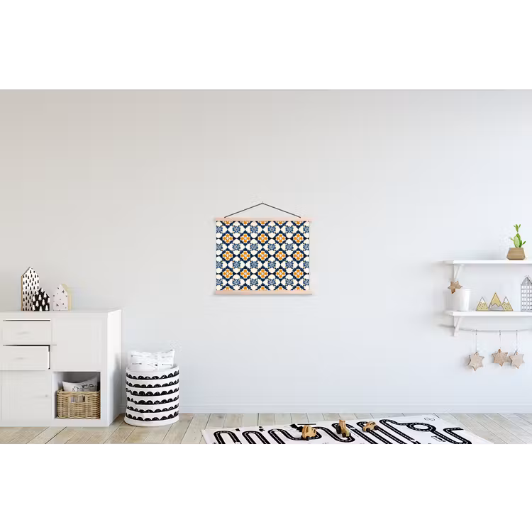 Klassiek - Geometrisch - Blauw textielposter latten blank klein 122 -kinderkamer