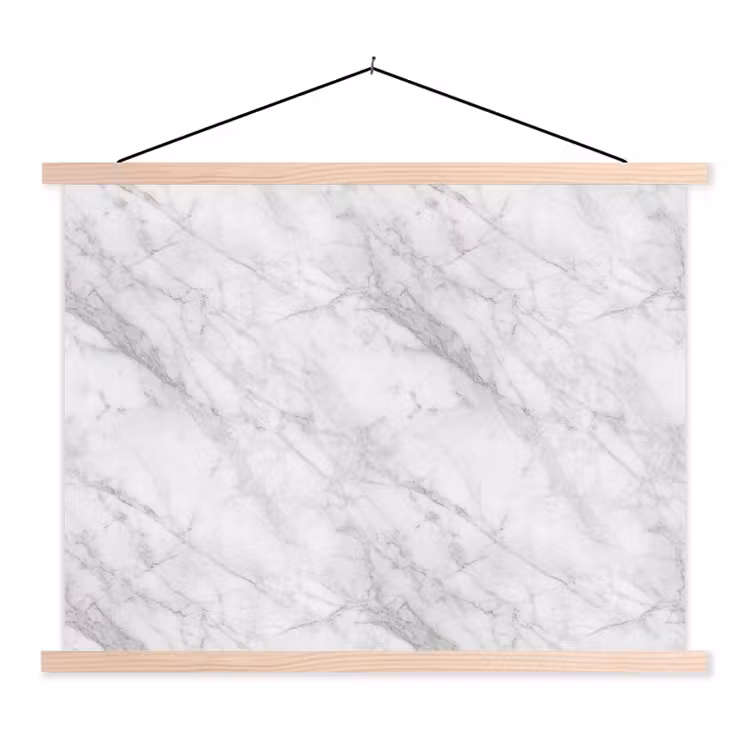 Klassiek - Marmer - Grijs textielposter latten blank klein 122 -3d