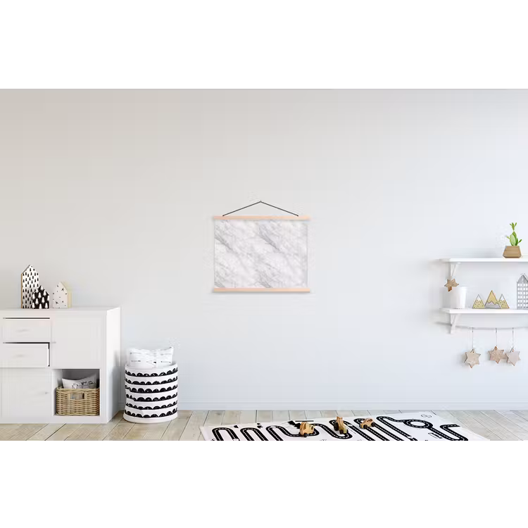 Klassiek - Marmer - Grijs textielposter latten blank klein 122 -kinderkamer