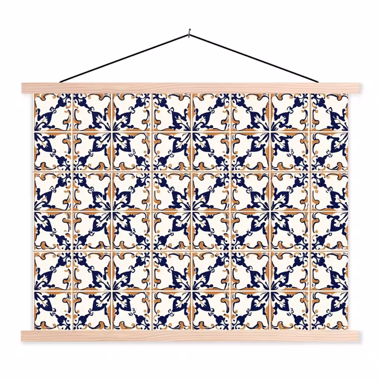 Klassiek - Patroon - Kleurrijk textielposter latten blank klein 122 -3d