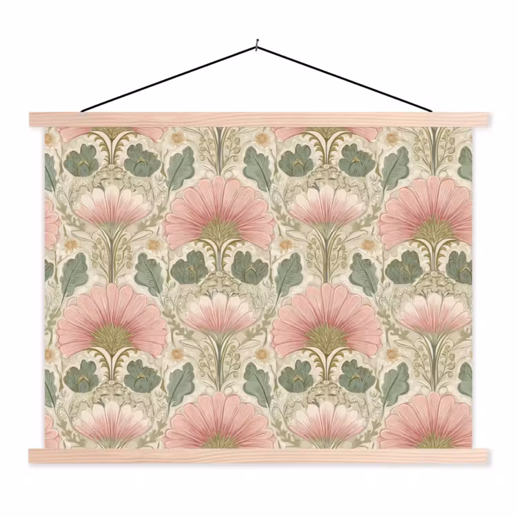 Klassiek - Patroon - Roze textielposter latten blank klein 122 -3d