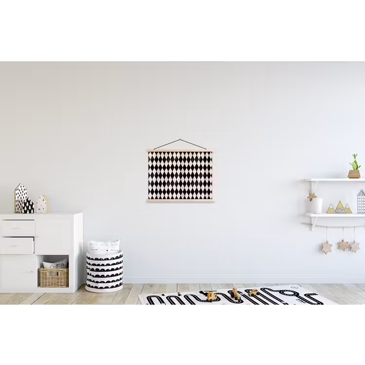 Klassiek - Patroon - Zwart textielposter latten blank klein 122 -kinderkamer