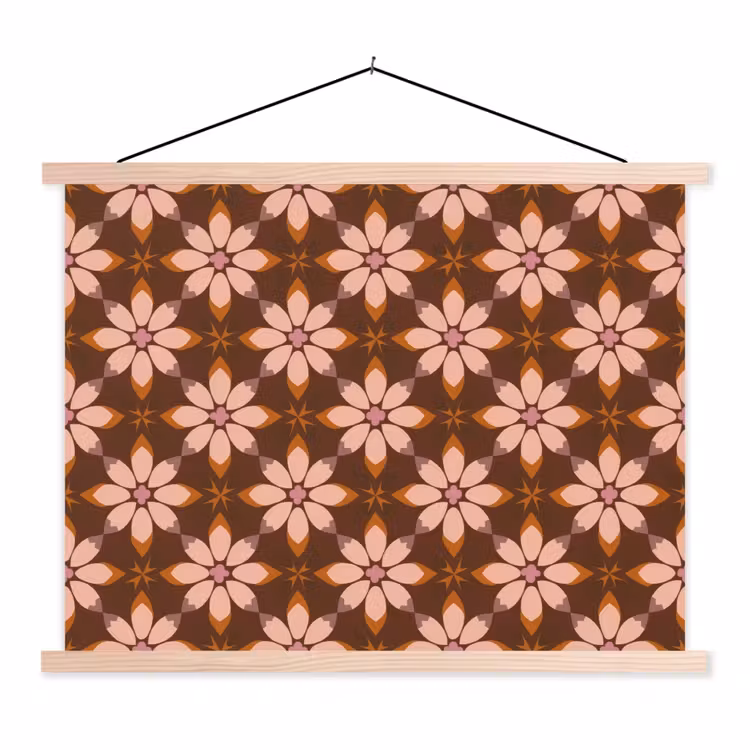 Klassiek - Retro - Bruin textielposter latten blank klein 122 -3d