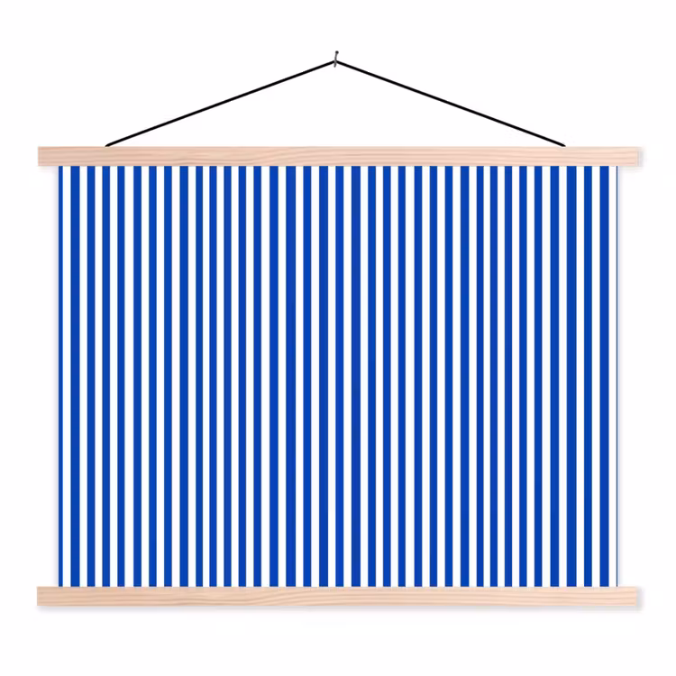 Klassiek - Strepen - Blauw textielposter latten blank klein 122 -3d