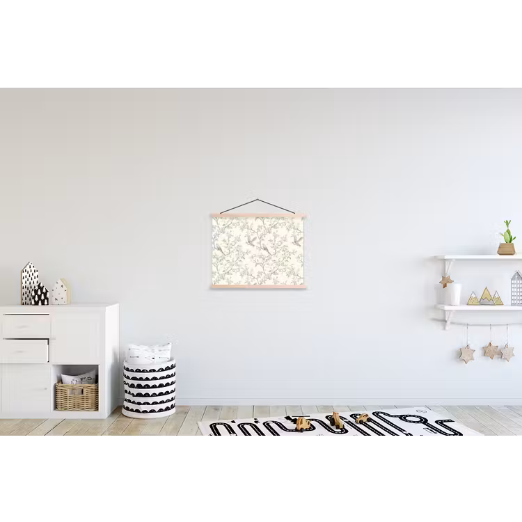 Klassiek - Vogels - Groen textielposter latten blank klein 122 -kinderkamer