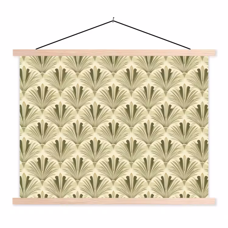 Klassiek - Waaier - Groen textielposter latten blank klein 122 -3d