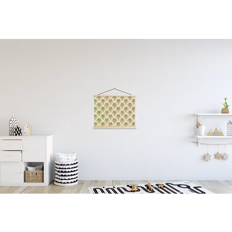 Klassiek - Waaier - Groen textielposter latten blank klein 122 -kinderkamer