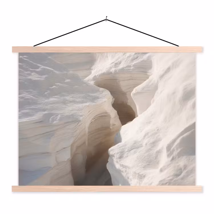 Kloof - Wit - Sneeuw textielposter latten blank klein -3d