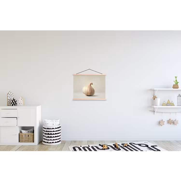 Knoflook - Natuurlijk - Beige textielposter latten blank klein -kinderkamer
