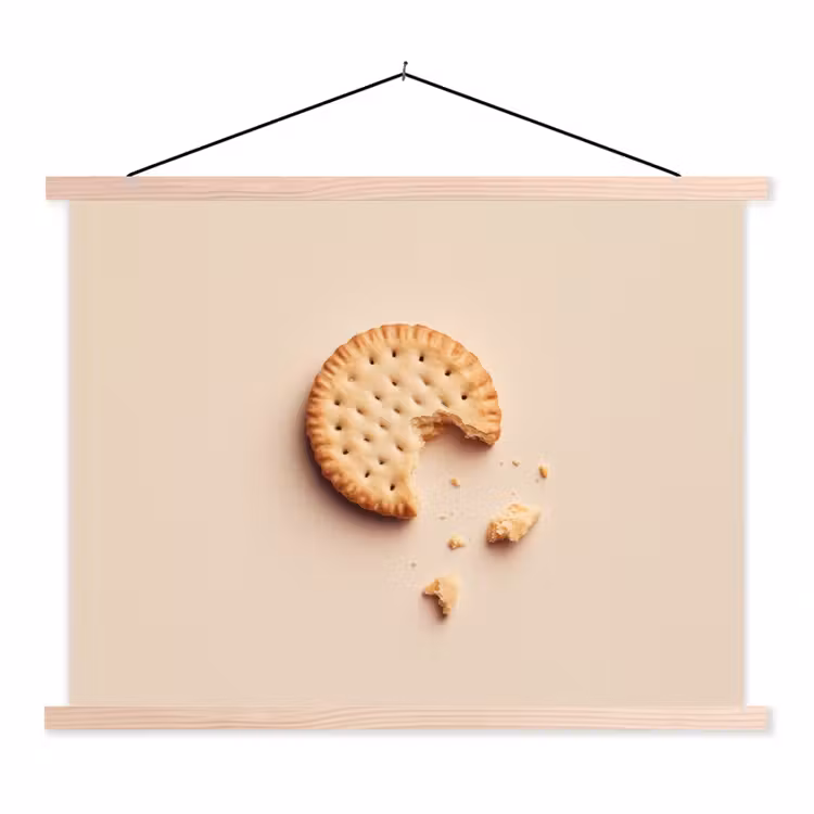 Koekje - Kruimels - beige textielposter latten blank klein -3d