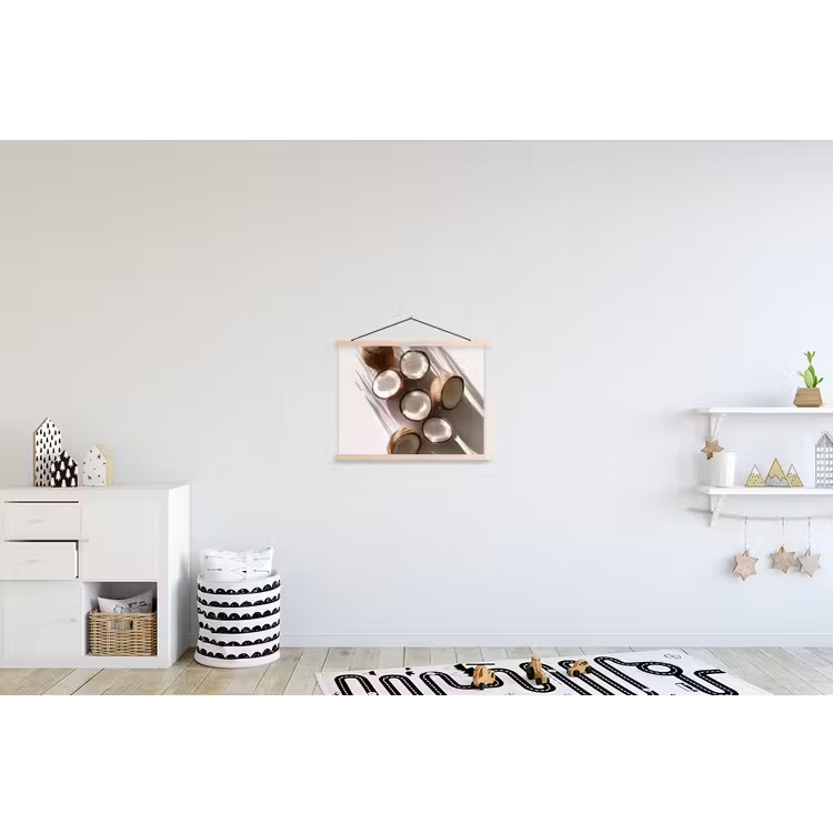 Kokosnoten - Bruin - Shaduw textielposter latten blank klein -kinderkamer
