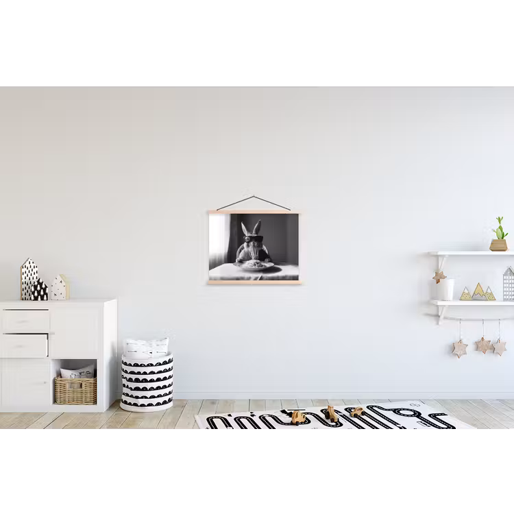 Konijn - Bunny - Zonnebril - Tafelkleed - Pasta - Schattig textielposter latten blank klein -kinderkamer