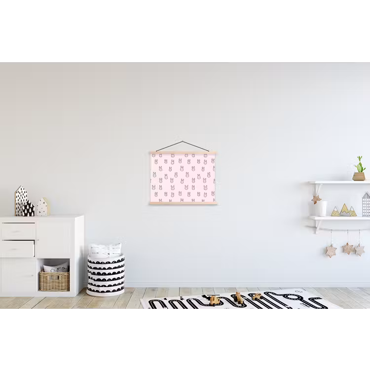 Konijnen - Minimalistisch - Roze textielposter latten blank klein 122 -kinderkamer