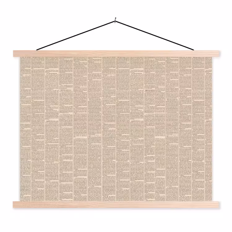 Krant - Nieuws - Historisch - Vintage - Beige textielposter latten blank klein -3d
