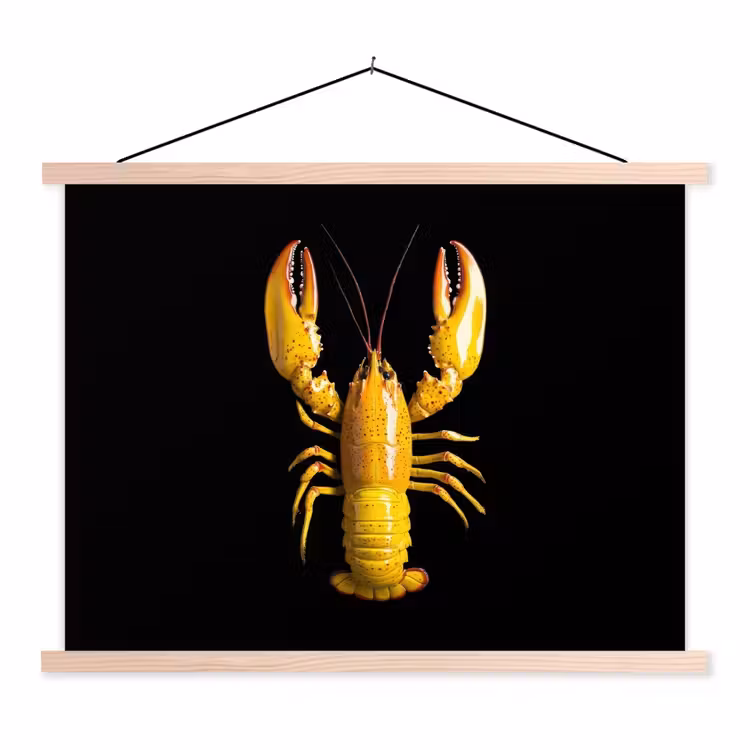 Kreeft - Geel - Stippen - Effen textielposter latten blank klein -3d