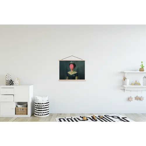 Kroon - Roze druipend verf - Portret textielposter latten blank klein -kinderkamer