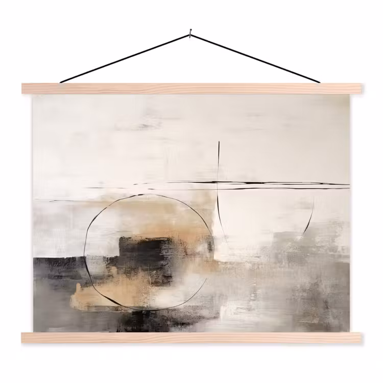 Kunst - Abstract - Grijs - Industrieel textielposter latten blank klein -3d