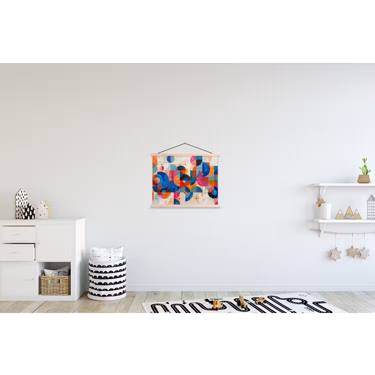 Kunst - Geometrisch - Abstract - Kleurrijk textielposter latten blank klein -kinderkamer